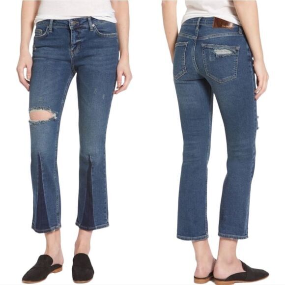 Free People -01 Color-Blocked Crop Flare Jeans Women's size‎ 27 - Picture 1 of 10